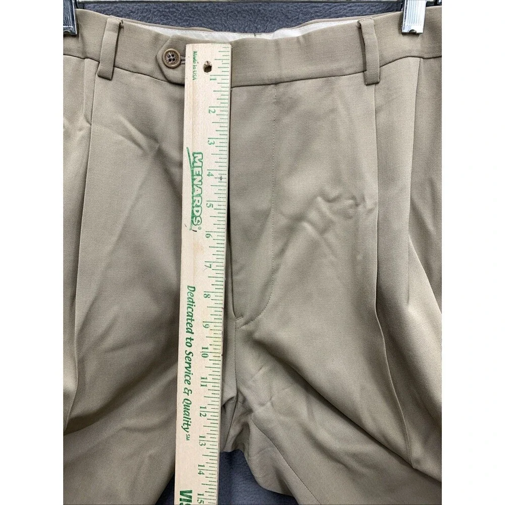 Brooks Brothers Mens Dress Pants Pleated Cuffed Beige Dry Clean Only Size 36X30